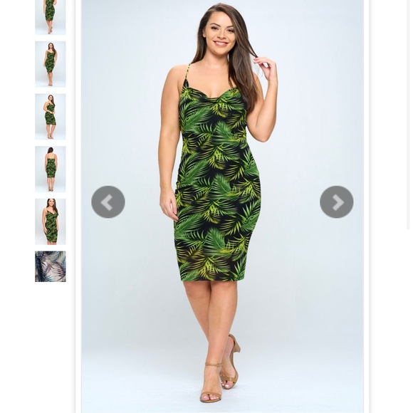 d.n.a. Couture Size 3X Black & Rust Tropical Spaghetti Strap Lined Dress NWT - Picture 7 of 8